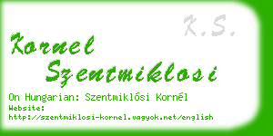 kornel szentmiklosi business card